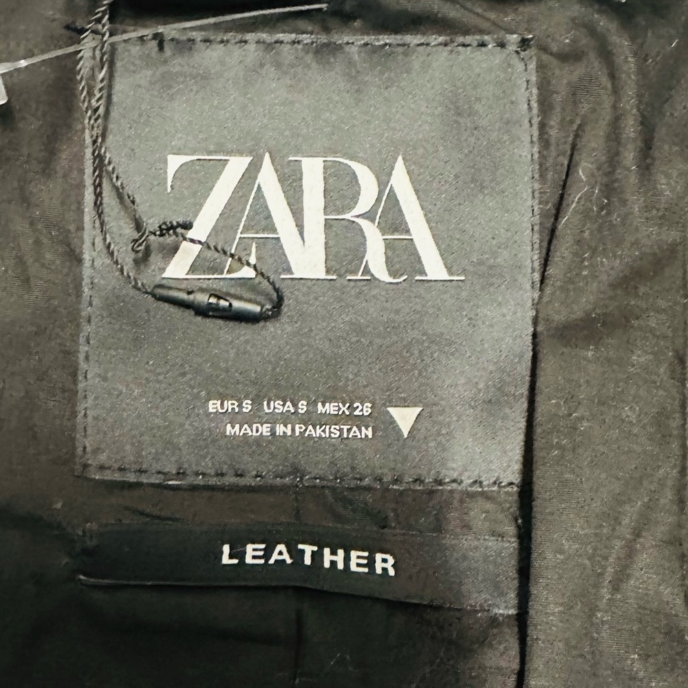 ZARA Black Leather Distressed Biker Jacket - Picture 13 of 16